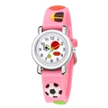 Detail of pink silicone strap with 3D cartoon sports balls for kids' quartz watch - Pink