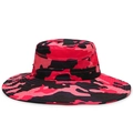 Outdoor wide brim sun hat featuring pink and black camouflage pattern with mesh crown - Red Camouflage