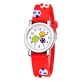 Kinder Sportuhr mit rotem 3D Fußball Silikonarmband und weißem Fußball Zifferblatt - Rot