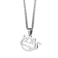Collana con pendente piccolo diavolo argento in acciaio al titanio stile hip hop - Lunghezza della catena 60cm / Argento