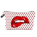 Make-up-Tasche mit Pünktchenmuster, Pop-Art-Lippenprint und schwarzem Reißverschluss - Lippendruck Punktmuster Stil (hzb702)