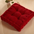 Thick square dark red corduroy tatami cushion with nine-hole tufted design for chairs - Bright Red (Square)