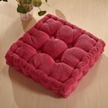Thick square corn velvet seat cushion in deep red with nine-hole tufted design - Rose Red (Square)