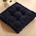 Navy blue thickened corn fleece square tatami seat cushion with 9-hole quilting design - Navy Blue (Square)