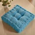 Thick light blue square corn fleece tatami cushion for chair and sofa with 45-degree view - Sky Blue (Square)