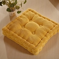 Thick corn velvet tatami seat cushion in bright yellow with nine-hole tufted design - Corn Yellow (Square)