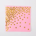 Pink paper napkins with gold foil polka dots for elegant birthday party tableware decorations - Napkins