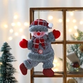 Graziosa decorazione natalizia a pupazzo di neve scozzese rosso e grigio su legno - Pupazzo di Neve