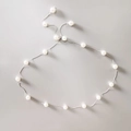 Elegant minimalist pearl waist chain belt with white beads on a slim silver metal link chain - Silver