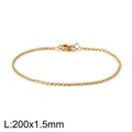 Golden titanium steel O-chain bracelet with lobster clasp, 200mm length and 1.5mm width - Gold (KB126608-Z)