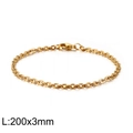 Minimalist 3mm gold stainless steel O-chain bracelet with lobster clasp, 200mm length - Gold (KB126611-Z)