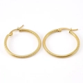 Textured 18K gold-plated stainless steel round hoop earrings with elegant spiral pattern - Gold-30mm