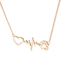 Collana elegante in acciaio al titanio oro rosa con pendente a cuore e zampa di cane - Collana Battito Cardiaco Cuore e Zampa (Oro Rosa)