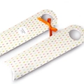 Detail of Korean style paper cookie box with colorful teardrop pattern and orange ribbon - Long Strip Box / Water Drop Pattern
