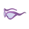 Futuristische paarse cat-eye zonnebril met oversized getextureerd vlinder montuur - Paars Frame / Paarse Lenzen