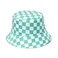 Cappello da pescatore a scacchi verdi e bianchi in tela vintage per protezione solare - M (56-58cm) / Verde