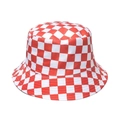Cappello da pescatore vintage a scacchi bianchi e rossi da donna con protezione solare - M (56-58cm) / Rosso