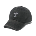 Washed black baseball cap with white coconut tree embroidery shown from a 45-degree angle - 58cm / Black