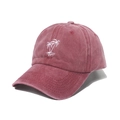 Distressed burgundy washed cotton baseball cap with white coconut tree embroidery detail - 58cm / Burgundy