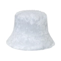 Winterlicher flauschiger weißer Webpelz-Fischerhut für Damen mit warmem weichem Design - 56-58cm / Weiß