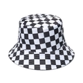 Cappello a secchiello classico a scacchi bianchi e neri in tela su sfondo bianco puro - M (56-58cm) / Nero