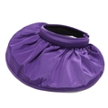Women's dark purple open-top sun hat with wide pleated brim in silky fabric for summer - Adjustable / Purple
