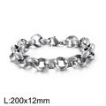 Silver stainless steel chain bracelet with lobster clasp, size L 200x12mm for men women - Silver 12mm Width Style (KB126602-Z)
