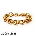 Golden stainless steel cable chain bracelet with round links measuring 200x12mm - Gold Color 12.0mm Style (KB126607-Z)
