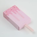 European pink ice cream shaped paper candy gift box with drawer and stick detail - Pink