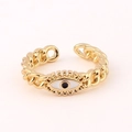 Goldener Gliederkettenring mit verstellbarer Öffnung und weiß-schwarzem Evil-Eye-Motiv - Einstellbar Offen / Kettenband Weißer Böser Blick (Stil 1)