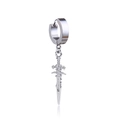 Polished silver stainless steel arrow cross sword pendant hoop earring for men and women - Hoop Stud-1 Piece / Steel