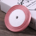 6mm wide pink satin ribbon roll with metallic gold edge on a white foam core spool - Dusty Pink