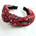 Serre-tête rouge à carreaux avec nœud croisé de style Noël pour accessoires cheveux - Carreaux Rouges