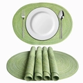 Set di 4 tovagliette ovali verdi in cotone intrecciato per decorazione tavola termica - 45x30cm / Verde mela