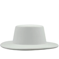 Elegante cappello fedora in feltro di lana bianco a tesa piatta stile classico minimalista - M (56-58cm) / Bianco