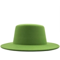 Classico cappello boater in feltro di lana verde erba a tesa larga per l'autunno e l'inverno - M (56-58cm) / Verde