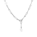Collana chic a maglie S con ciondolo a stella minimalista ed elegante accento di perla - Color Acciaio