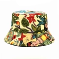 Double-sided cotton bucket hat featuring colorful Frida Kahlo inspired floral art print - M (56-58cm) / Light Color