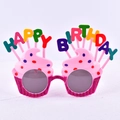 Pink cupcake birthday party sunglasses with rainbow Happy Birthday letters and glitter - Glitter Pink