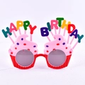 Funny pink cupcake birthday party glasses with colorful Happy Birthday lettering - Red Frame Pink