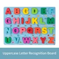 Alphabet puzzle board with 26 colorful wooden letters and matching words for kids - Uppercase Letter Recognition Board