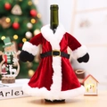 Housse de bouteille de vin style Père Noël en velours rouge avec bordure en fourrure - Style Costume de Père Noël