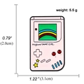 Pink retro game console enamel pin featuring Game Girl text and rainbow details - Pink Handheld Console
