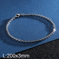 Bracciale classico a catena O in acciaio inossidabile argento con chiusura a moschettone - 3mm / Argento (KB113950-Z)