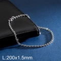 Bracciale a catena O minimalista in acciaio inossidabile argento con chiusura a moschettone - 1.5mm / Argento (KB126614-Z)
