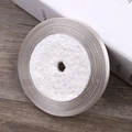 Single roll of silver silk ribbon on white foam core for hair styling and gift wrapping - Silver Gray
