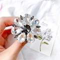 Sparkling crystal flower phone ring holder with waterdrop rhinestones and black gem core - Gem Holder-No.10 Big Flower-Black