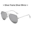 Classic silver frame pilot sunglasses with silver mirror lenses and double bridge - Silver Frame White Mirror Lens