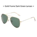 Classic pilot sunglasses featuring a gold metal frame and dark green polarized lenses - Gold Frame G15 Green Lens