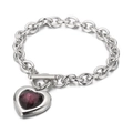 Bracciale argentato con chiusura OT e ciondolo a cuore in cristallo viola elegante - Argento Viola Cuore (KB62111-Z)